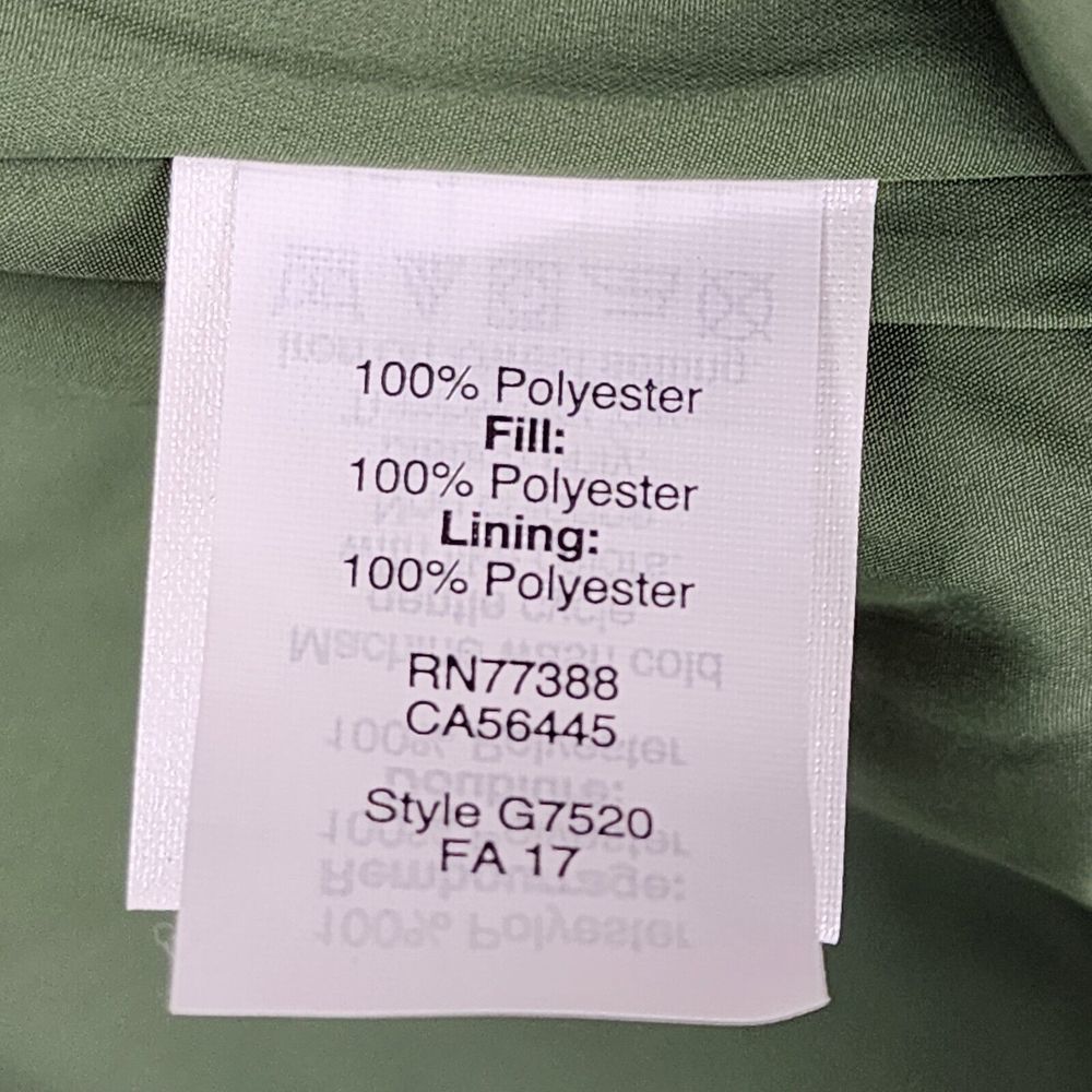 J Crew Size Small Factory Quilted Puffer Vest Green Full Zip G7520 Snap Pockets - Picture 8 of 9